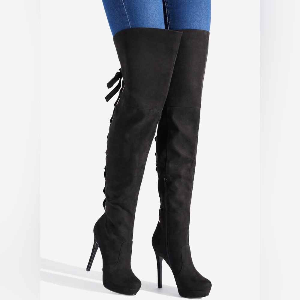 Over the knee platform heel boots
